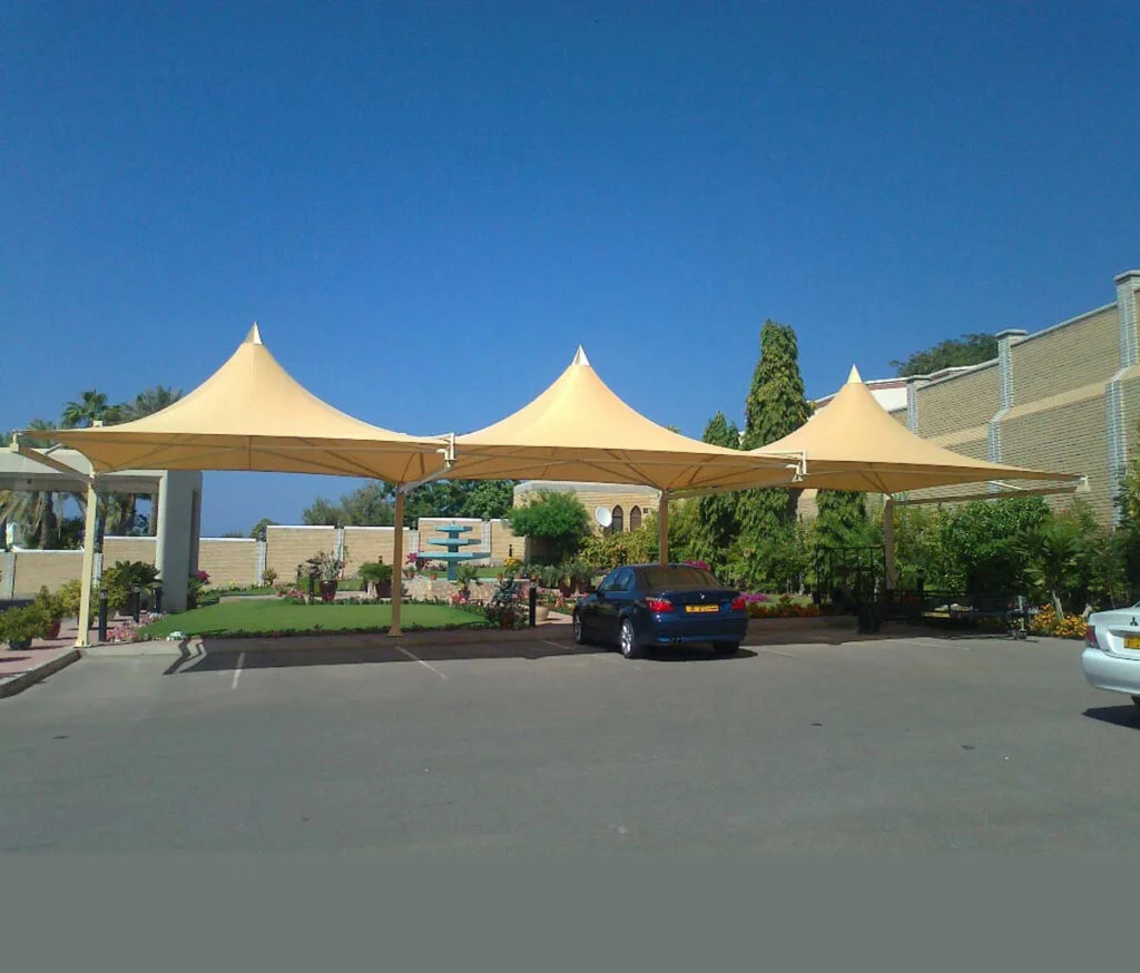 Pyramid Top Support Car Parking Shades (2)